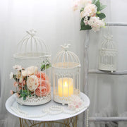 Modern Iron Wrought Metal Birdcage - White Hanging Flowerpot for Succulent Plants