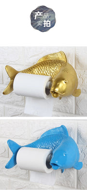 Gold Carp Roll Paper Rack - Synthetic Resin Paper Holder for Toilet, Bathroom & Kitchen