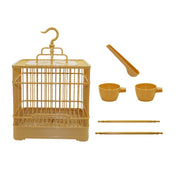 Bamboo Yellow Bird Cage for Small Pet Birds - Parrot House and Nest