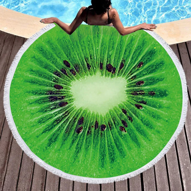 Round Beach Towel - Quick-Dry, Absorbent Polyester-Cotton Sea Blanket with Digital Print, Yoga Mat, Picnic Blanket