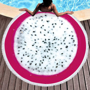 Round Beach Towel - Quick-Dry, Absorbent Polyester-Cotton Sea Blanket with Digital Print, Yoga Mat, Picnic Blanket