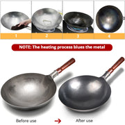 Traditional Iron Wok with Glass Lid Non-Stick for Gas Cooker