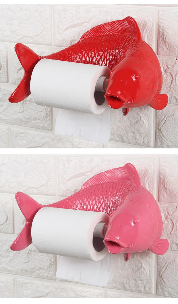 Gold Carp Roll Paper Rack - Synthetic Resin Paper Holder for Toilet, Bathroom & Kitchen