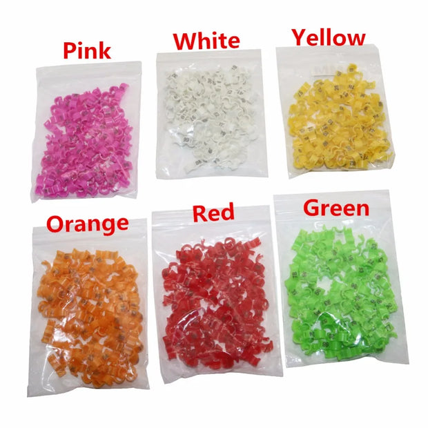 Bird Clip Rings - 100 Pcs Plastic Foot Rings for Small Birds, Multiple Sizes and Colors