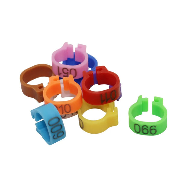 Bird Clip Rings - 100 Pcs Plastic Foot Rings for Small Birds, Multiple Sizes and Colors