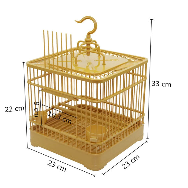 Bamboo Yellow Bird Cage for Small Pet Birds - Parrot House and Nest