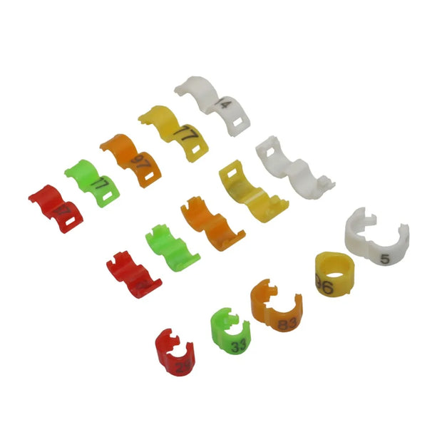 Bird Clip Rings - 100 Pcs Plastic Foot Rings for Small Birds, Multiple Sizes and Colors