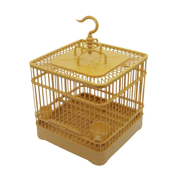 Bamboo Yellow Bird Cage for Small Pet Birds - Parrot House and Nest