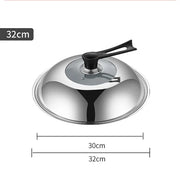 Traditional Iron Wok with Glass Lid Non-Stick for Gas Cooker