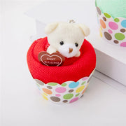 Creative Cake-Shaped Face Towels with Lovely Bear Toy – Perfect Gift for Any Occasion