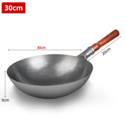 Traditional Iron Wok with Glass Lid Non-Stick for Gas Cooker