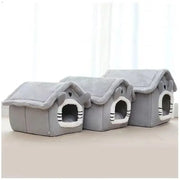 Indoor Warm Dog & Cat House - Soft Velvet Pet Bed with Removable Cushion