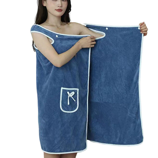 Wearable Bath Towel Wrap - Coral Fleece Absorbent Bath Skirt for Women