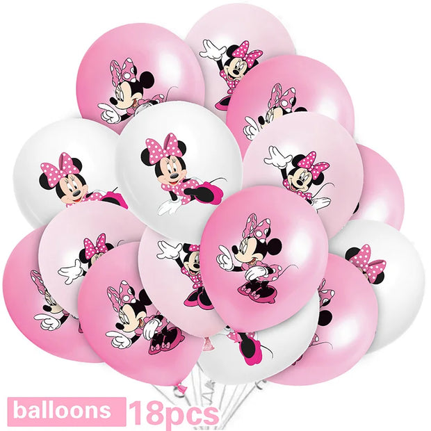 Minnie Mouse Birthday Party Supplies – Disposable Tableware, Balloons, Cups, Plates, Tablecloth, Baby Shower Decorations