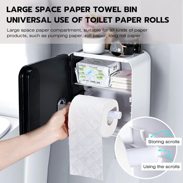 Multifunction Toilet Paper Box with Smart Aromatherapy - Wall Mount Storage Rack, Waterproof Paper Holder