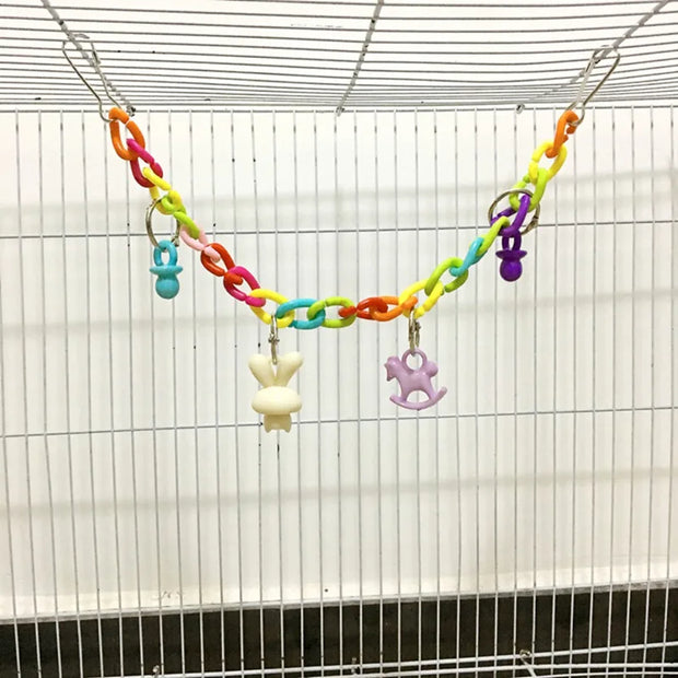 Colorful Acrylic Bird Swing Toy – Chewing &amp; Training Play for Parrots and Cockatiels