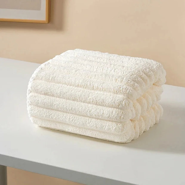 KAMAO Striped Velvet Coral Velvet Bath Towel - Quick Drying, Soft and Absorbent