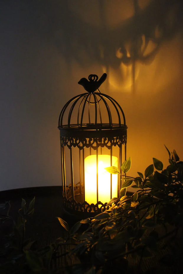 Modern Iron Wrought Metal Birdcage - White Hanging Flowerpot for Succulent Plants