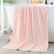 KAMAO Striped Velvet Coral Velvet Bath Towel - Quick Drying, Soft and Absorbent