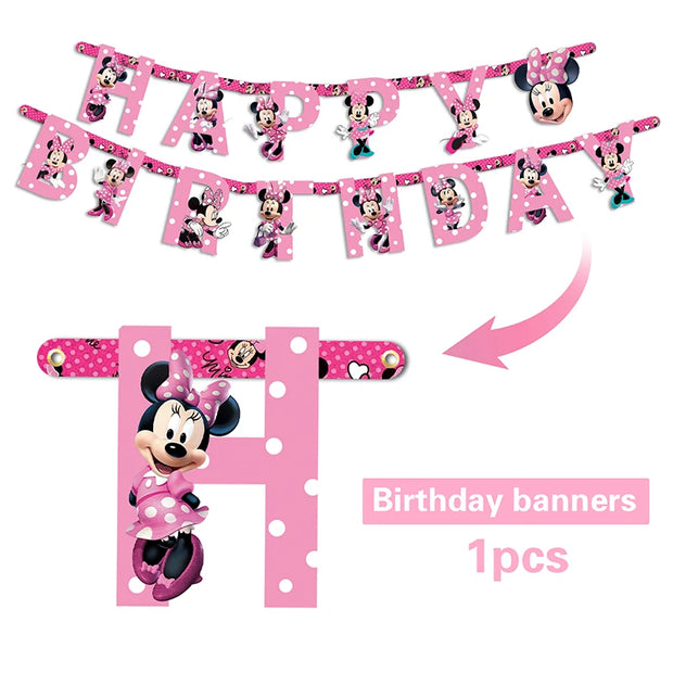 Minnie Mouse Birthday Party Supplies – Disposable Tableware, Balloons, Cups, Plates, Tablecloth, Baby Shower Decorations