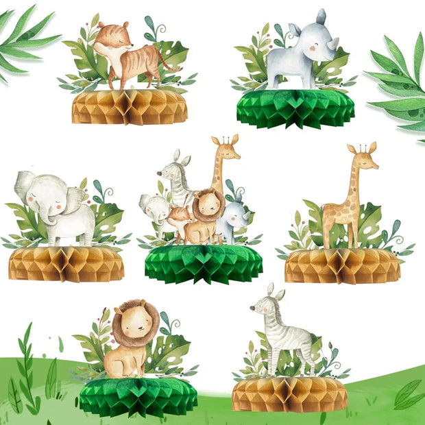 Jungle Animals Honeycomb Decorations – Safari Themed Party Supplies for Birthday, Baby Shower, Wild One, Kids & Gender Reveal