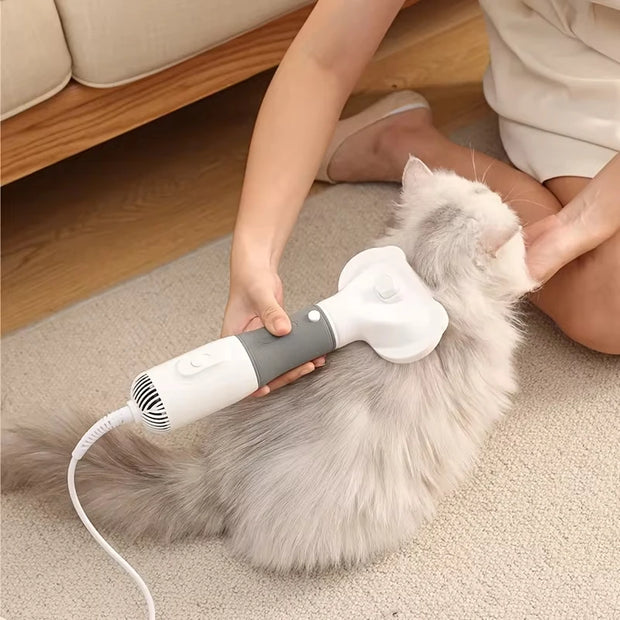 3-in-1 Pets Hair Dryer Brush Comb for Dog, Cat, Kitten, Puppy – Adjustable Wind Speed & Temperature, Safe Grooming with Mute Function