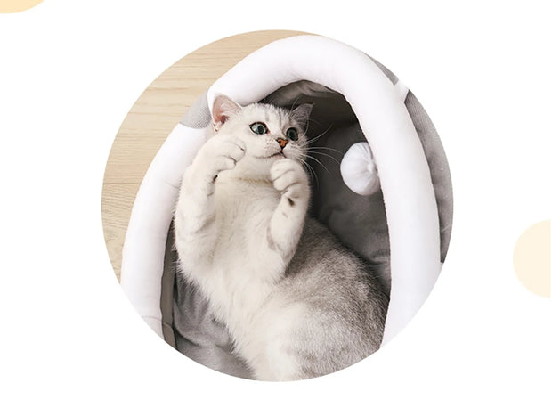 Soft Plush Cat Bed House - Washable Kitten Lounger, Small Dog Tent & Cave Mat for Cats & Puppies | Luxe Home & Pet Co.