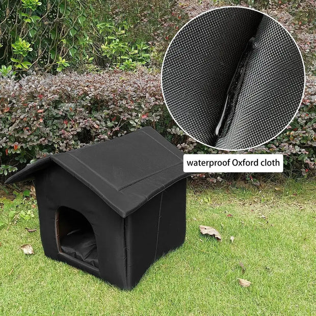 Foldable Waterproof Cat House - Winter Warm Insulated Bed for Outdoor Cats & Small Dogs