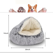 Soft Plush Cat and Dog Bed - 2-in-1 Round Pet Mattress with Warm Cover