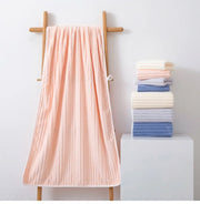 KAMAO Striped Velvet Coral Velvet Bath Towel - Quick Drying, Soft and Absorbent