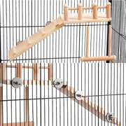 Wooden Bird Toy Set with Swing, Ladder, and Stand Platform for Small to Medium Birds