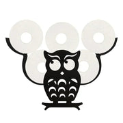 Steel Toilet Paper Holder with Owl &amp; Sheep Design – Wall-Mounted Bathroom Towel Roll Shelf, Home Storage & Decoration