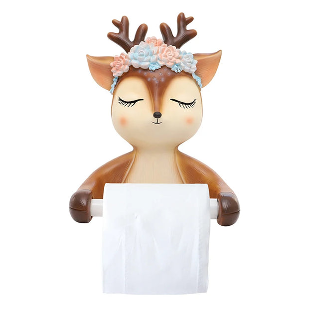 Title: Fawn Roll Paper Tissue Box - Cute Vinyl Tissue Canister for Home Decor