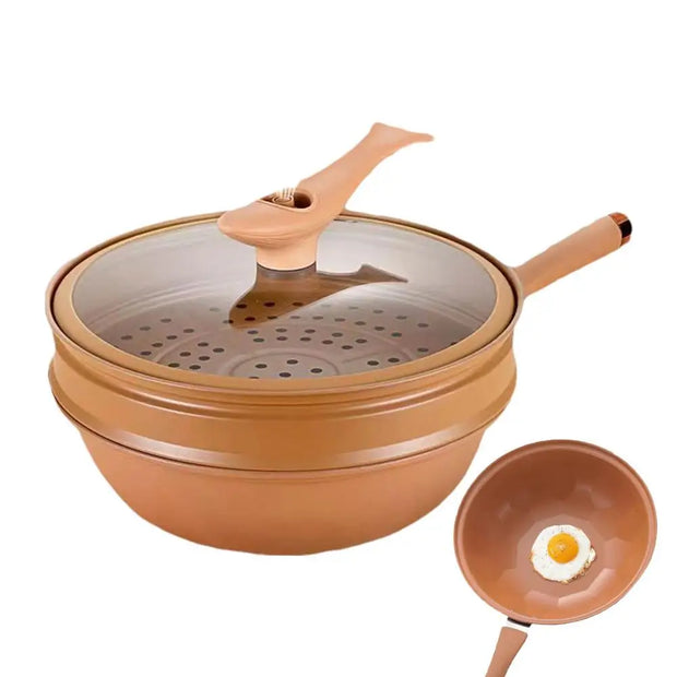 Ceramic Wok with Lid – Non-Stick, Multi-Functional Cooking Pan