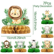 Jungle Animals Honeycomb Decorations – Safari Themed Party Supplies for Birthday, Baby Shower, Wild One, Kids & Gender Reveal