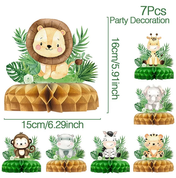 Jungle Animals Honeycomb Decorations – Safari Themed Party Supplies for Birthday, Baby Shower, Wild One, Kids & Gender Reveal