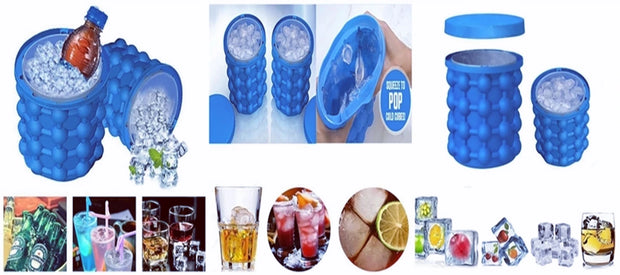 Portable Silicone Ice Cube Maker Bucket with Lid – Space-Saving Ice Mold Tray for Whiskey, Wine & Drinks