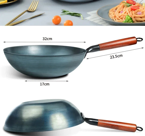 Pre-Seasoned Cast Iron Wok Pan – Non-Coating, Durable Frying Pan for Gas & Induction Stoves