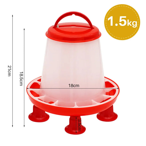 Chicken Feeder Bucket with Legs – 1.5kg Capacity, Plastic Poultry Feeder