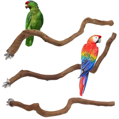 Natural Wooden Bird Perch – Parrot Stand &amp; Cage Accessory