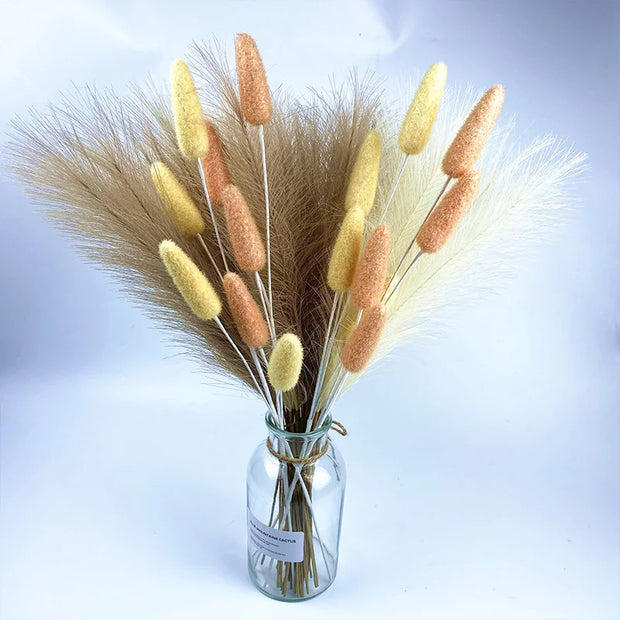 10PCS 55CM Fluffy Pampas Grass – Boho Wedding, Party & Home Decor Artificial Flowers