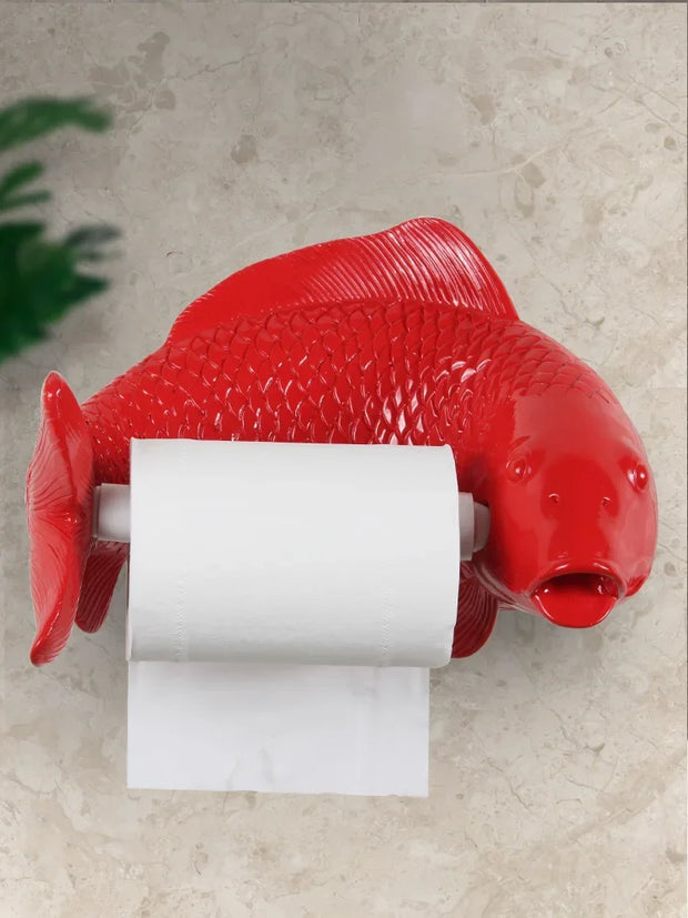 Gold Carp Roll Paper Rack - Synthetic Resin Paper Holder for Toilet, Bathroom & Kitchen