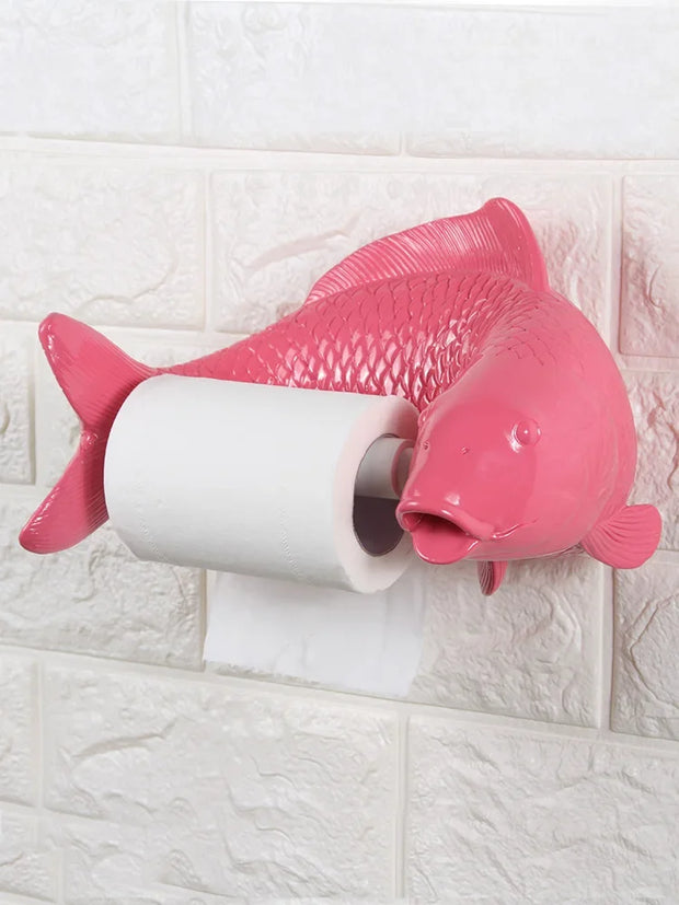 Gold Carp Roll Paper Rack - Synthetic Resin Paper Holder for Toilet, Bathroom & Kitchen