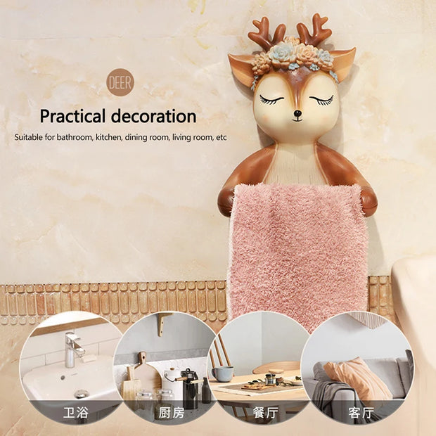 Title: Fawn Roll Paper Tissue Box - Cute Vinyl Tissue Canister for Home Decor