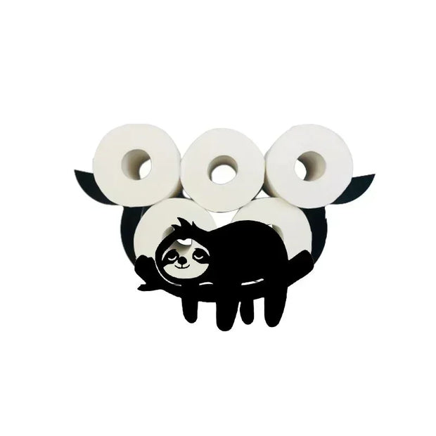 Steel Toilet Paper Holder with Owl &amp; Sheep Design – Wall-Mounted Bathroom Towel Roll Shelf, Home Storage & Decoration