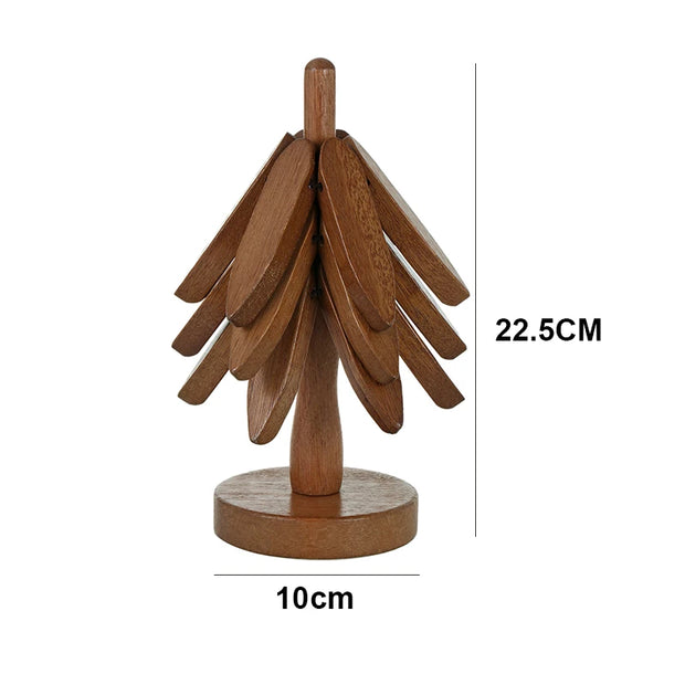 4PCS Wooden Heat-Resistant Tree Design Trivets – Walnut Wood Table Mats, Coasters, and Pot Holders – Eco-Friendly & Decorative