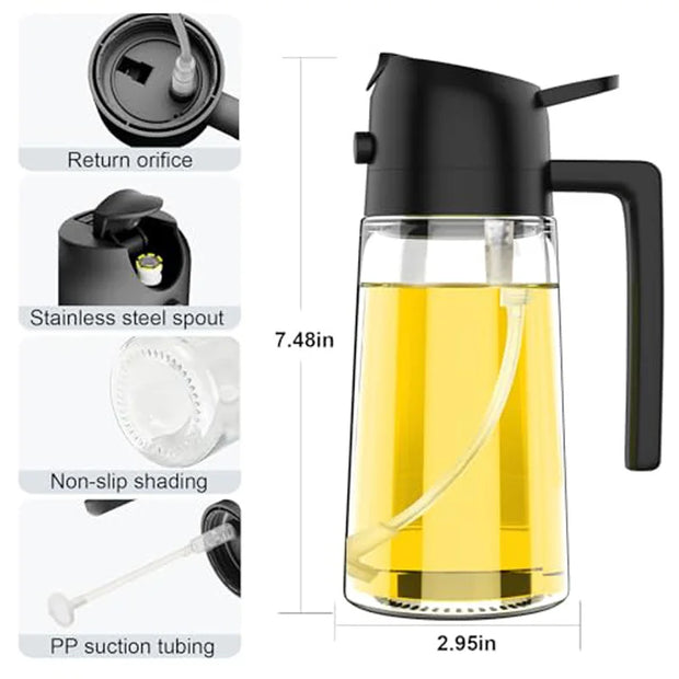 Woobrice Refillable Oil Spray Bottle – Multi-Purpose Kitchen Oil Dispenser for Healthy Cooking, 500ml, Leak-Proof Design