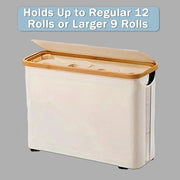 Bamboo Toilet Paper Basket Storage - Large Organizer with Lid for Bathroom