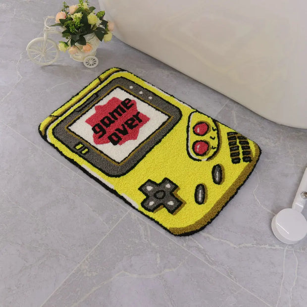 Retro Portable Handheld Game Console Rug – Kids Game Shape Carpet, Non-Slip, Soft & Absorbent