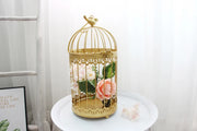 Modern Iron Wrought Metal Birdcage - White Hanging Flowerpot for Succulent Plants